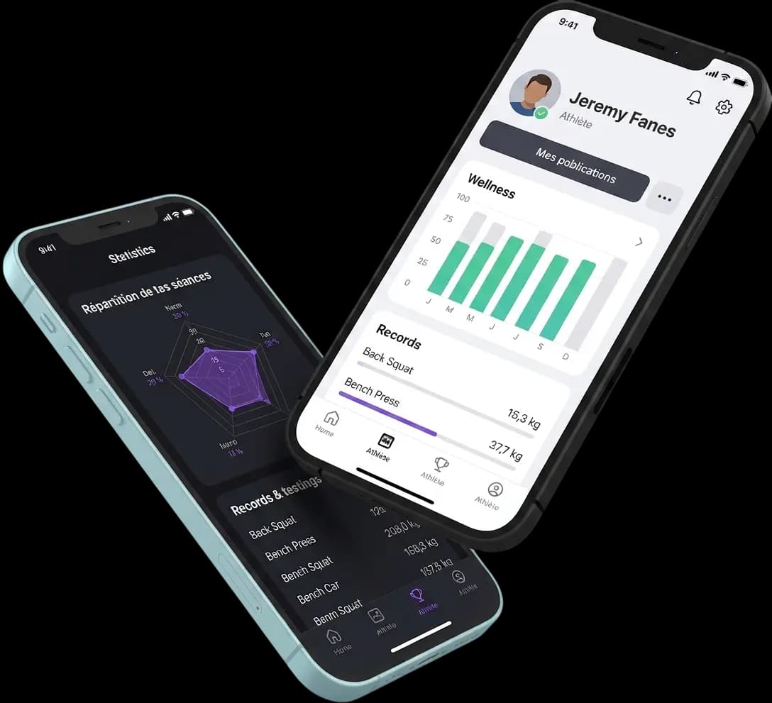 L’application athlète WIBOCK sur deux téléphones